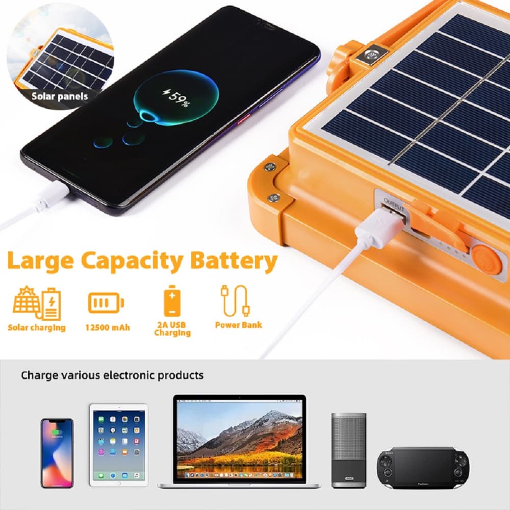 Projecteur Solaire étanche Rechargeable 4 modes Déclairage Power-Bank 1000W - Camping et Randonnée - صورة 6