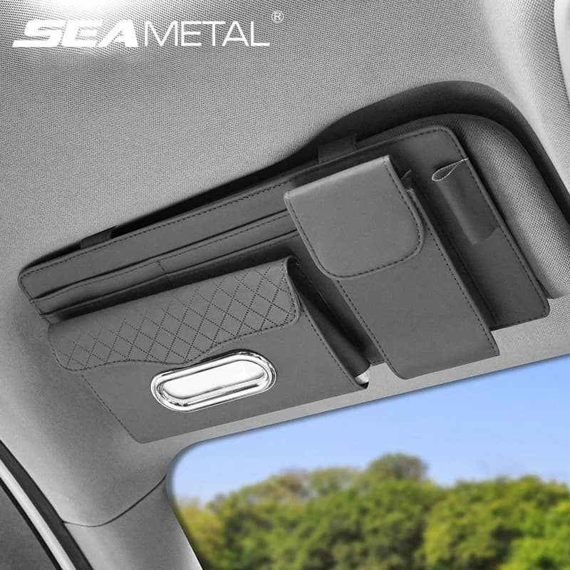 Sac de rangement universel pour pare-soleil de voiture avec étui à lunettes, porte - Accessoires Auto/Moto - صورة 1