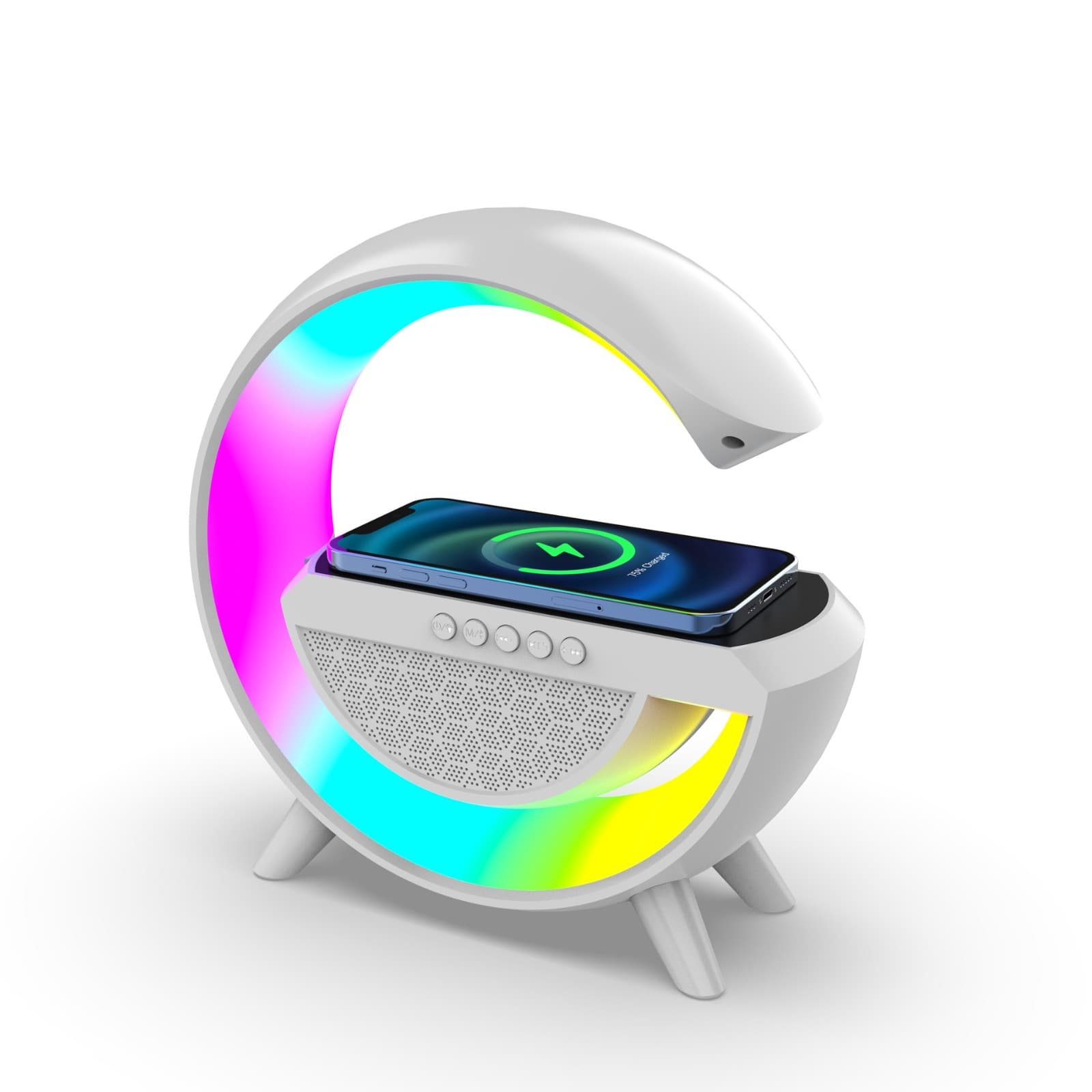 Lampe De Chevet RGB intelligente type Big G Wireless Charger / Speaker Bluetooth 5.2 HM-3201 | YN-2209 - Électronique - صورة 2