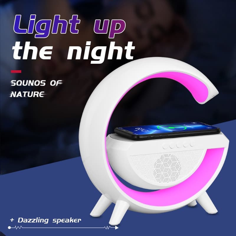 Lampe De Chevet RGB intelligente type Big G Wireless Charger / Speaker Bluetooth 5.2 HM-3201 | YN-2209 - Électronique - صورة 3