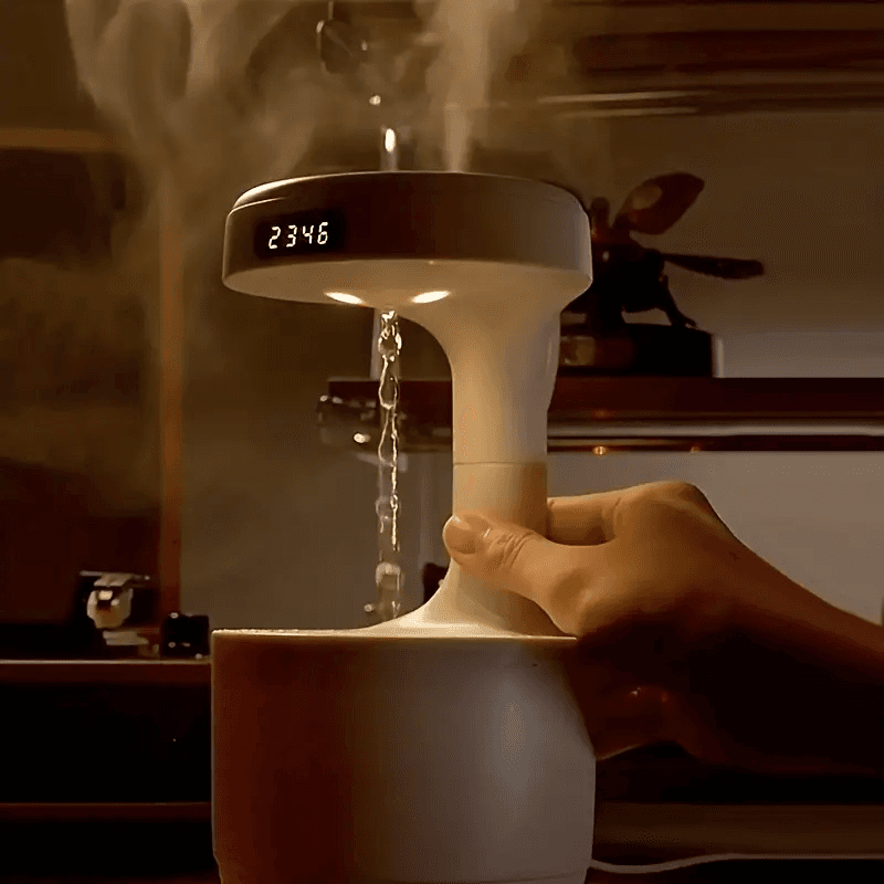 Réveil et Humidificateur d’air gouttelettes d’eau Anti-gravité 800ml - Décoration - صورة 13