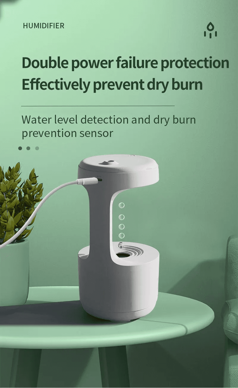 Réveil et Humidificateur d’air gouttelettes d’eau Anti-gravité 800ml - Décoration - صورة 6