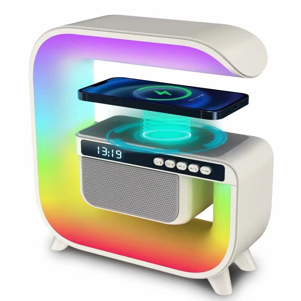 Réveil intelligente RGB type Big G Wireless Charger / Speaker Bluetooth 5.0 - منبه ذكي و شاحن لاسلكي ومكبر صوت بلوتوث XM-G3 - Électronique - صورة 2