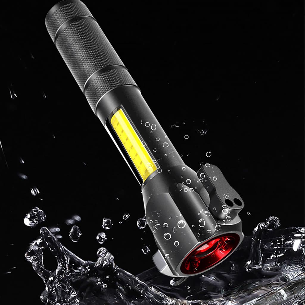 Lampe de poche rechargeable à LED avec brise vitre intégré - 300 Lumens - Accessoires Auto/Moto - صورة 1