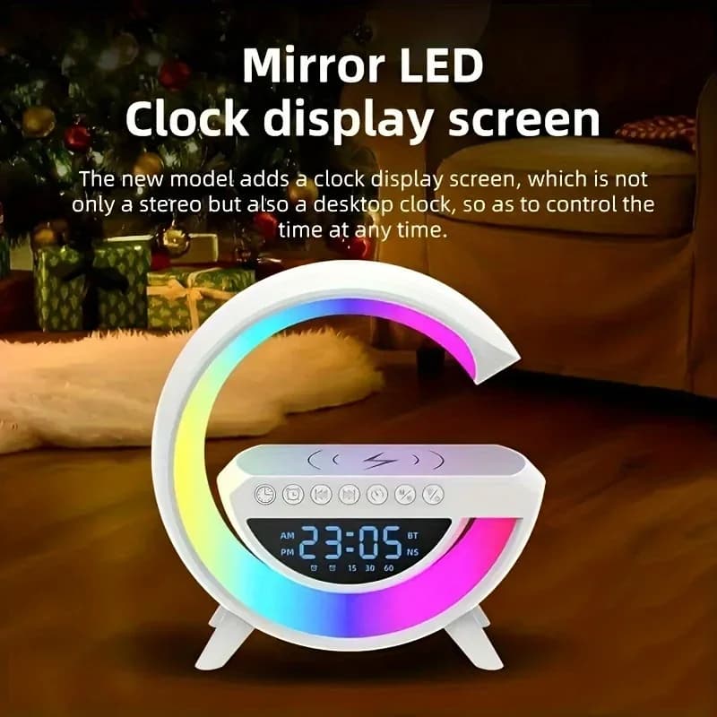 Réveil et Haut-parleur Bluetooth RGB intelligente type Big G Wireless Charger V3 - BT-3401 - Électronique - صورة 3