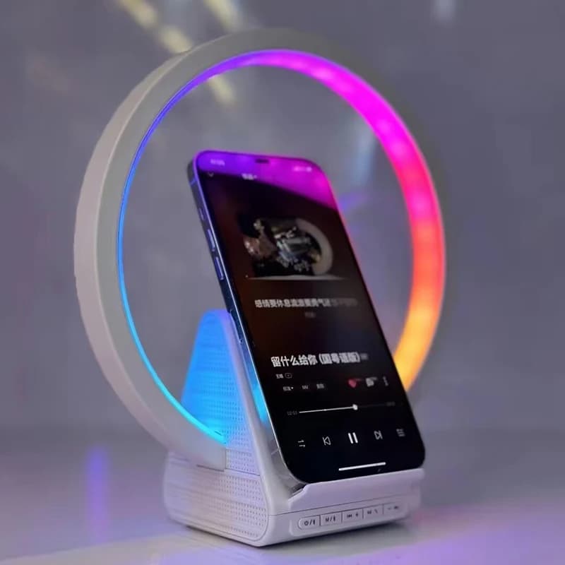 Lampe de chevet avec chargeur sans fil, haut-parleurs Bluetooth rechargeables support de charge rapide, 15W BT-256 - Électronique - صورة 1