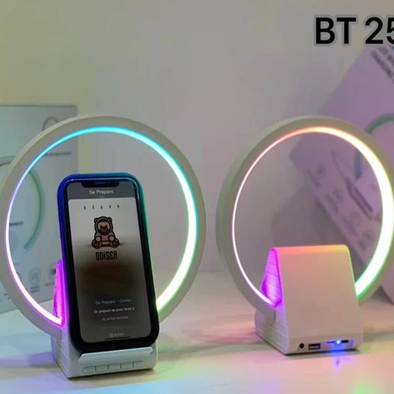 Lampe de chevet avec chargeur sans fil, haut-parleurs Bluetooth rechargeables support de charge rapide, 15W BT-256 - Électronique - صورة 11