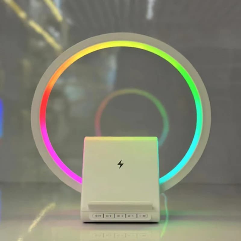 Lampe de chevet avec chargeur sans fil, haut-parleurs Bluetooth rechargeables support de charge rapide, 15W BT-256 - Électronique - صورة 13