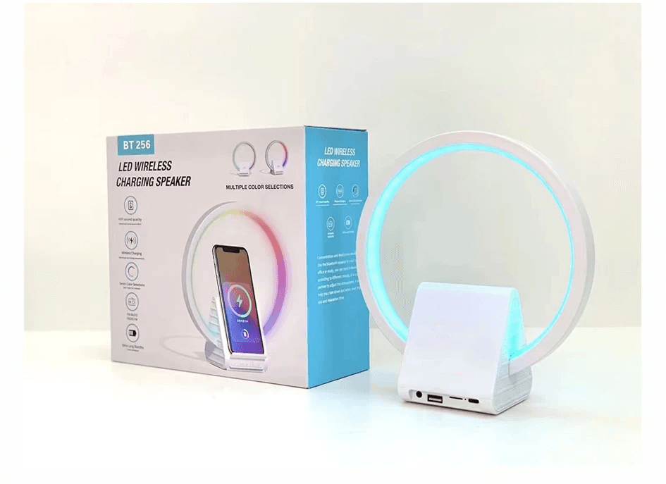 Lampe de chevet avec chargeur sans fil, haut-parleurs Bluetooth rechargeables support de charge rapide, 15W BT-256 - Électronique - صورة 3