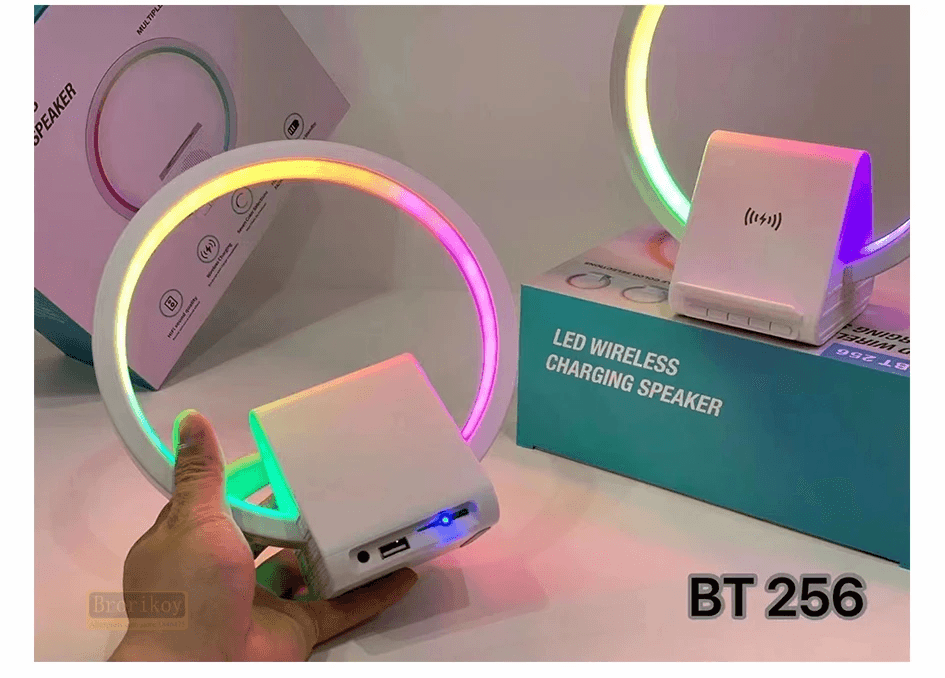 Lampe de chevet avec chargeur sans fil, haut-parleurs Bluetooth rechargeables support de charge rapide, 15W BT-256 - Électronique - صورة 4