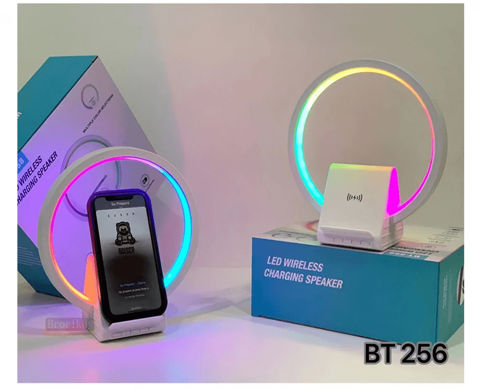 Lampe de chevet avec chargeur sans fil, haut-parleurs Bluetooth rechargeables support de charge rapide, 15W BT-256 - Électronique - صورة 7