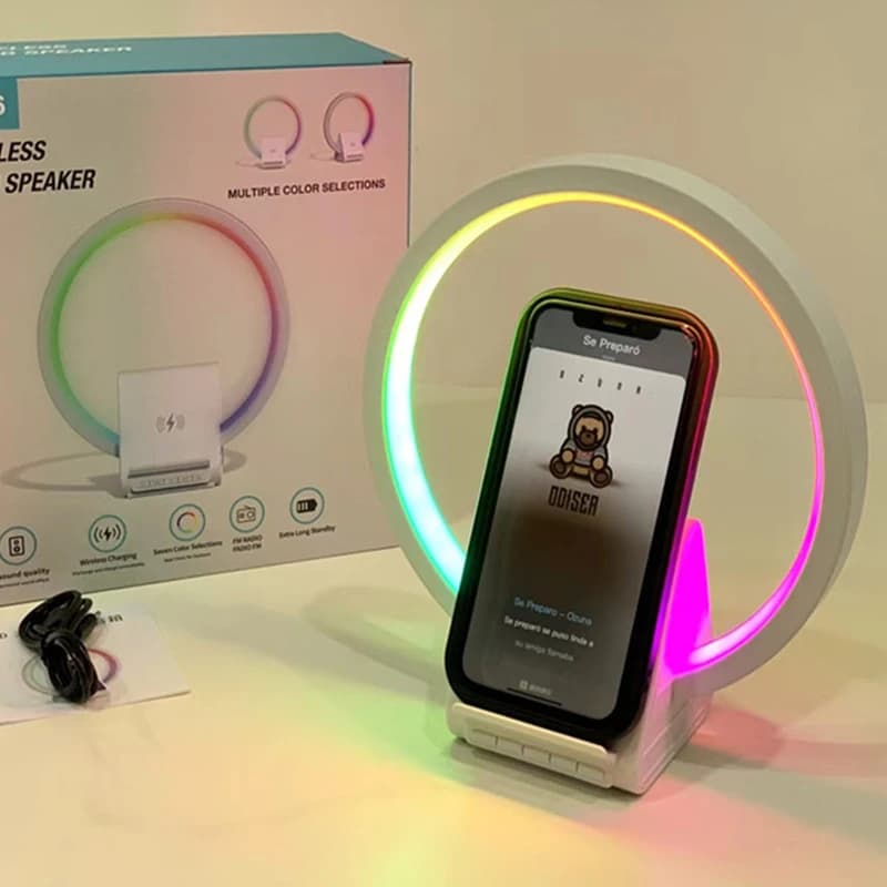 Lampe de chevet avec chargeur sans fil, haut-parleurs Bluetooth rechargeables support de charge rapide, 15W BT-256 - Électronique - صورة 8