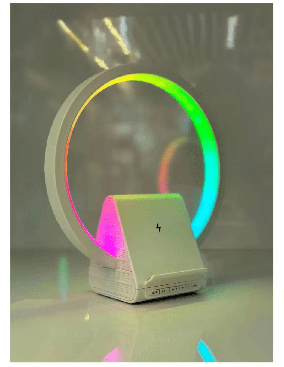 Lampe de chevet avec chargeur sans fil, haut-parleurs Bluetooth rechargeables support de charge rapide, 15W BT-256 - Électronique - صورة 9