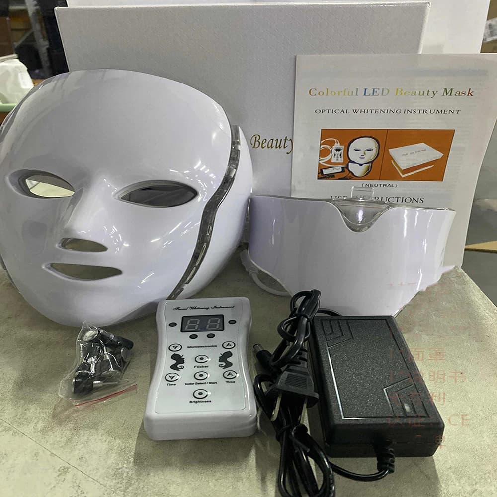 Masque facial photonique LED rajeunissement de la peau, thérapie des rides, 7 couleurs Visage Cou - Soins et Beauté - صورة 3