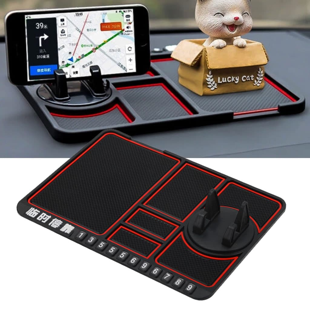 Support de téléphone antidérapant 4en1 Multifonctionnel en Silicone pour Tableau de Bord de Voiture - حامل هاتف لوحة سيارة من السيليكون متعدد الوظائف - Accessoires Auto/Moto - صورة 1
