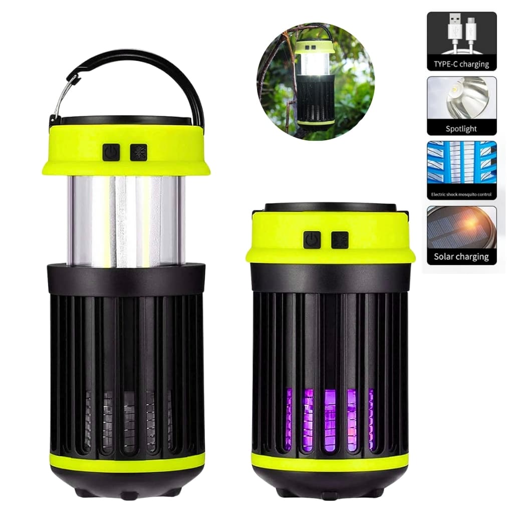 lampe anti-moustiques rechargeable de camping 3en1 à énergie solaire IP65 - Camping et Randonnée - صورة 1