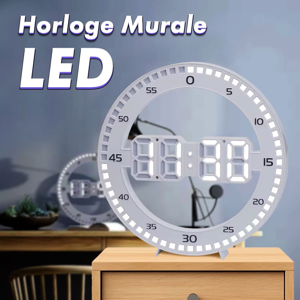 Horloge Murale et Réveil Affichage des Chiffres LED - Décoration - صورة 1