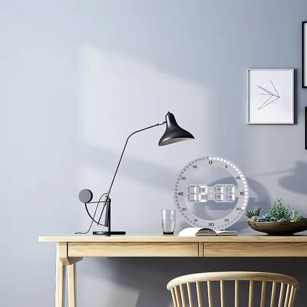 Horloge Murale et Réveil Affichage des Chiffres LED - Décoration - صورة 5