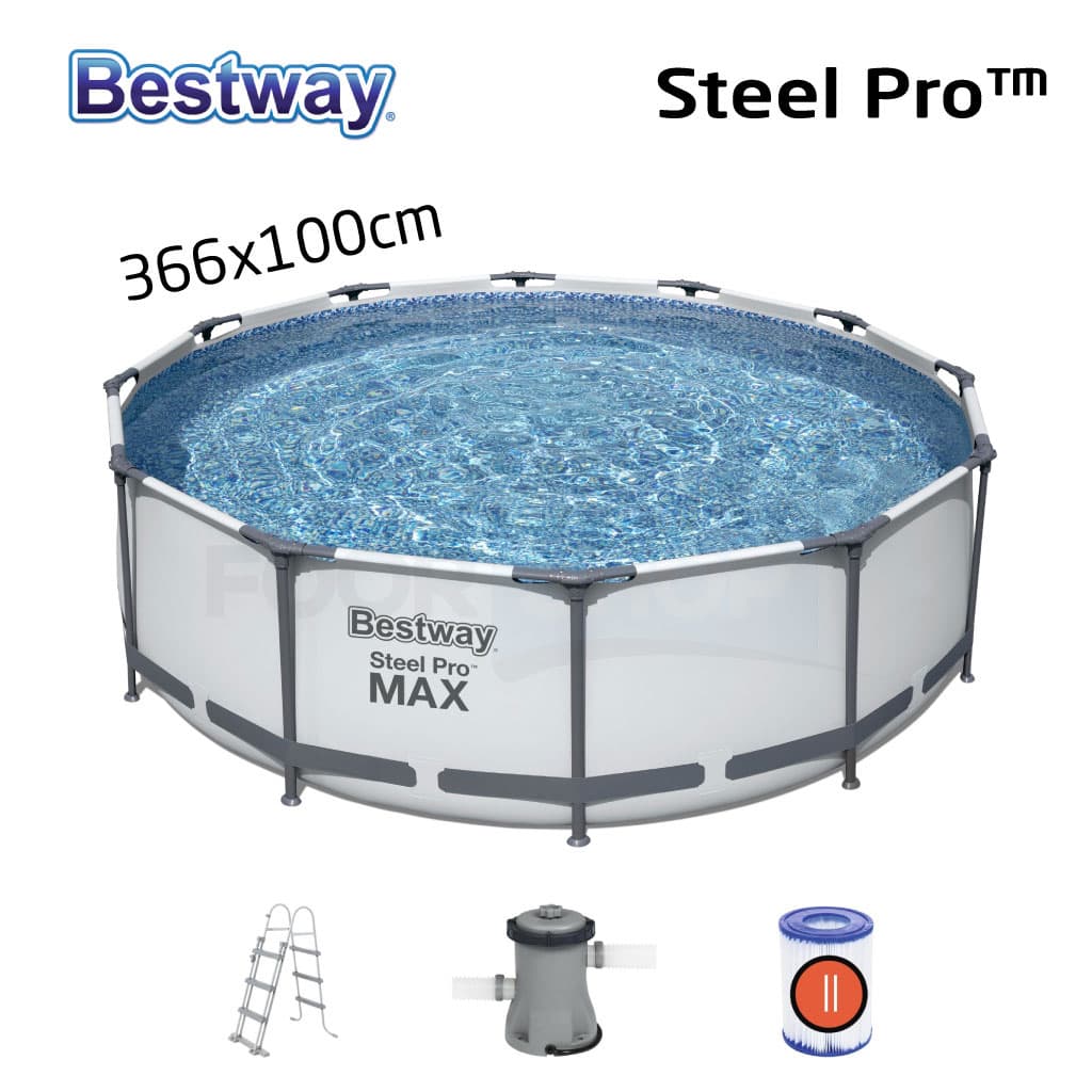 Steel Pro Max™ Piscine Ronde Avec Pompe Filtrante et Echelle 366x10cm Bestway - Divers - صورة 1