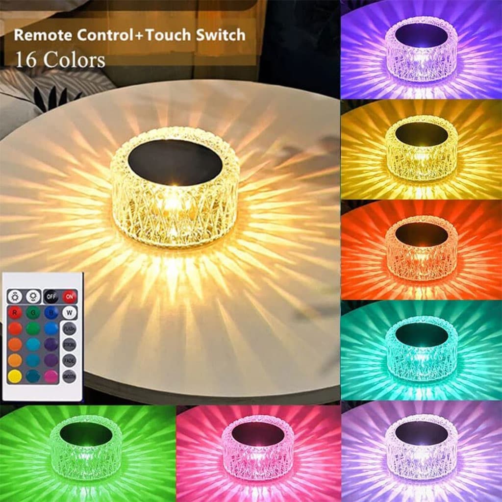 Lampe de Table en Cristal à Gradation tactile, Veilleuse Rechargeable par USB - Décoration - صورة 5