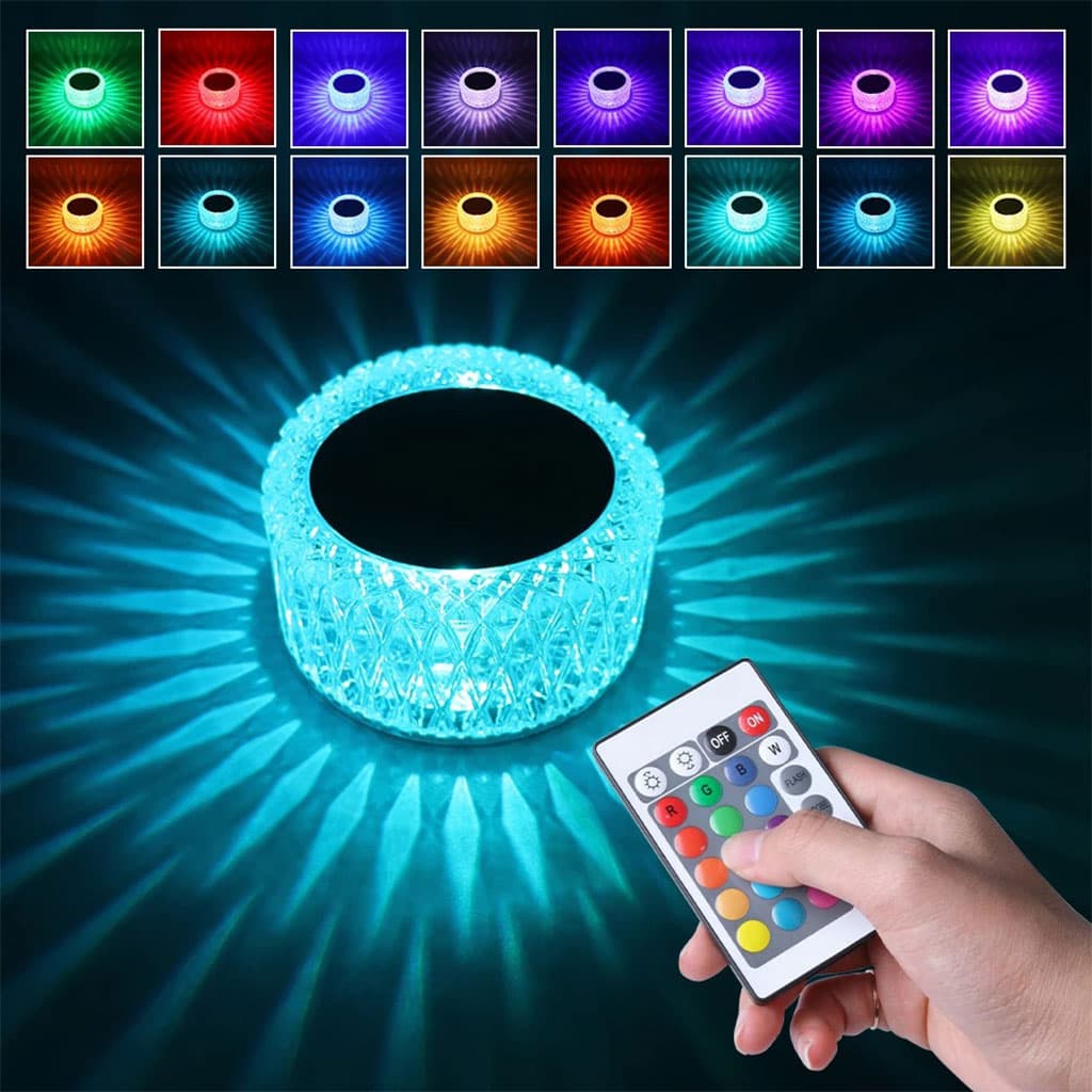 Lampe de Table en Cristal à Gradation tactile, Veilleuse Rechargeable par USB - Décoration - صورة 7