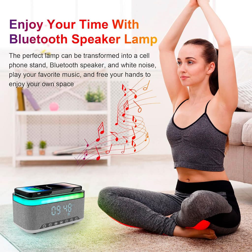Haut-parleur Bluetooth intelligent, veilleuse créative de bureau, chargeur audio sans fil, lumière d’ambiance de chevet - Électronique - صورة 7