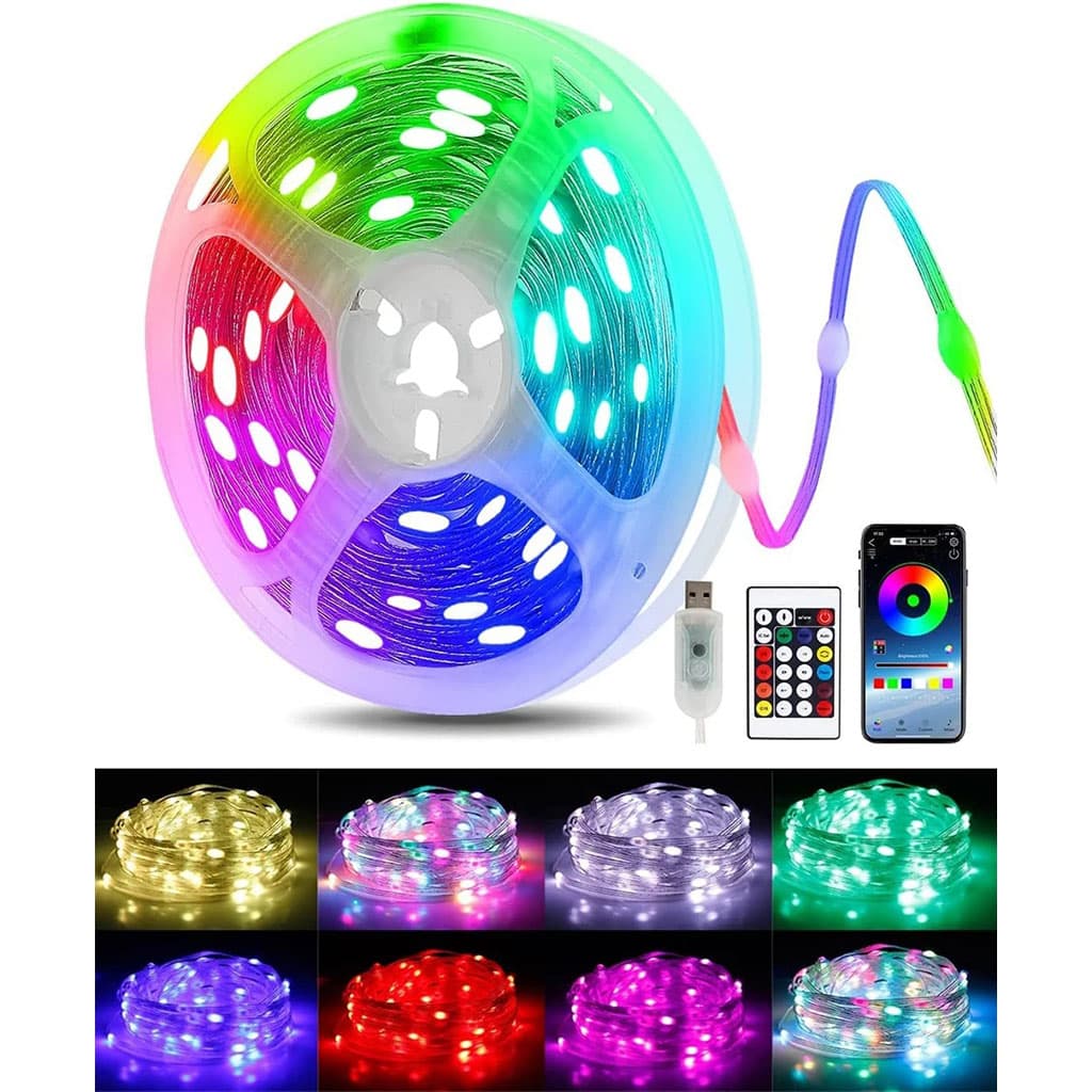 Guirlande lumineuse d'extérieur 100 LED multicolore 10 m RGB synchronisation de musique - Décoration - صورة 2