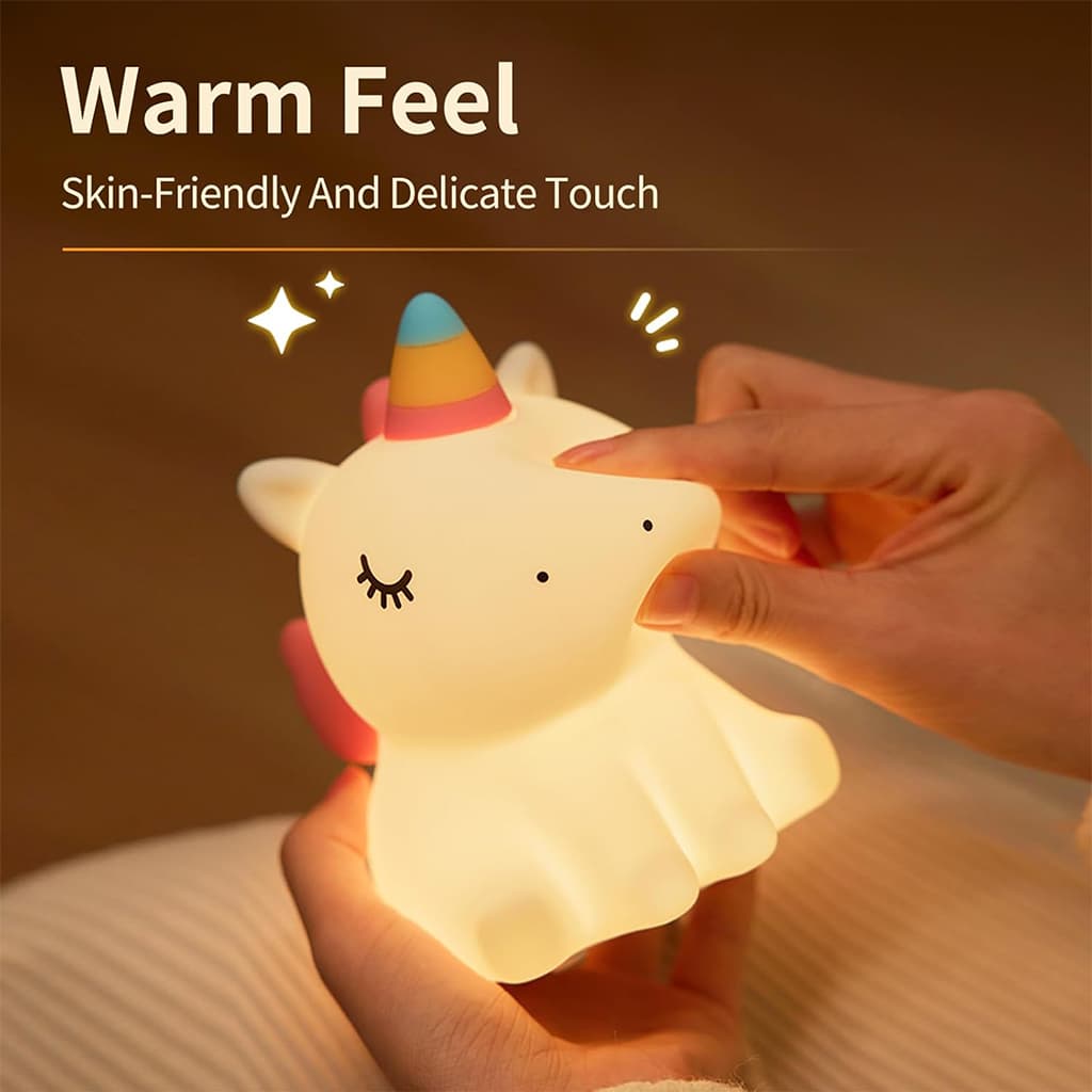 Veilleuse en Silicone Forme Unicorne pour Chambre d’enfant Rechargeable - Décoration - صورة 4