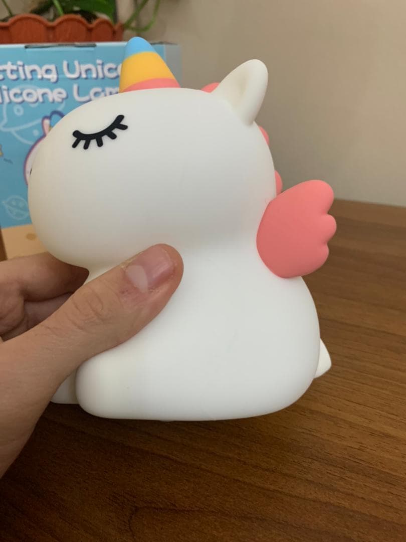 Veilleuse en Silicone Forme Unicorne pour Chambre d’enfant Rechargeable - Décoration - صورة حقيقية 10
