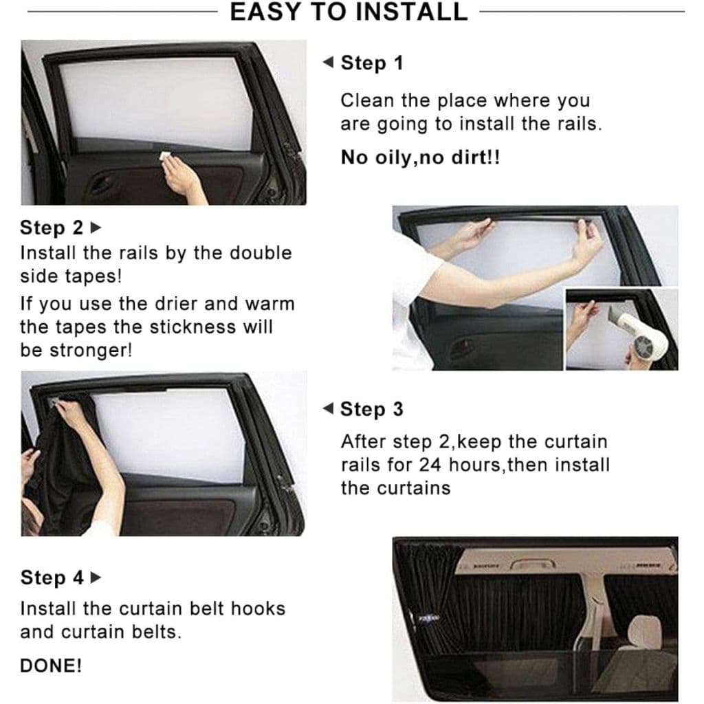 2Pcs Rideau glissé de fenêtre Protection UV pour Voiture – ستار نوافذ جانبية في السيارة - Accessoires Auto/Moto - صورة 8