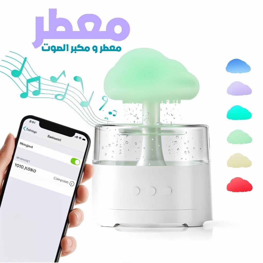 Diffuseur d'Huiles Essentielles Nuage Pluie 300ml et Bluetooth Speaker – معطر بشكل غيمة ممطرة و مكبر صوت بلوتوث - Électronique - صورة 1