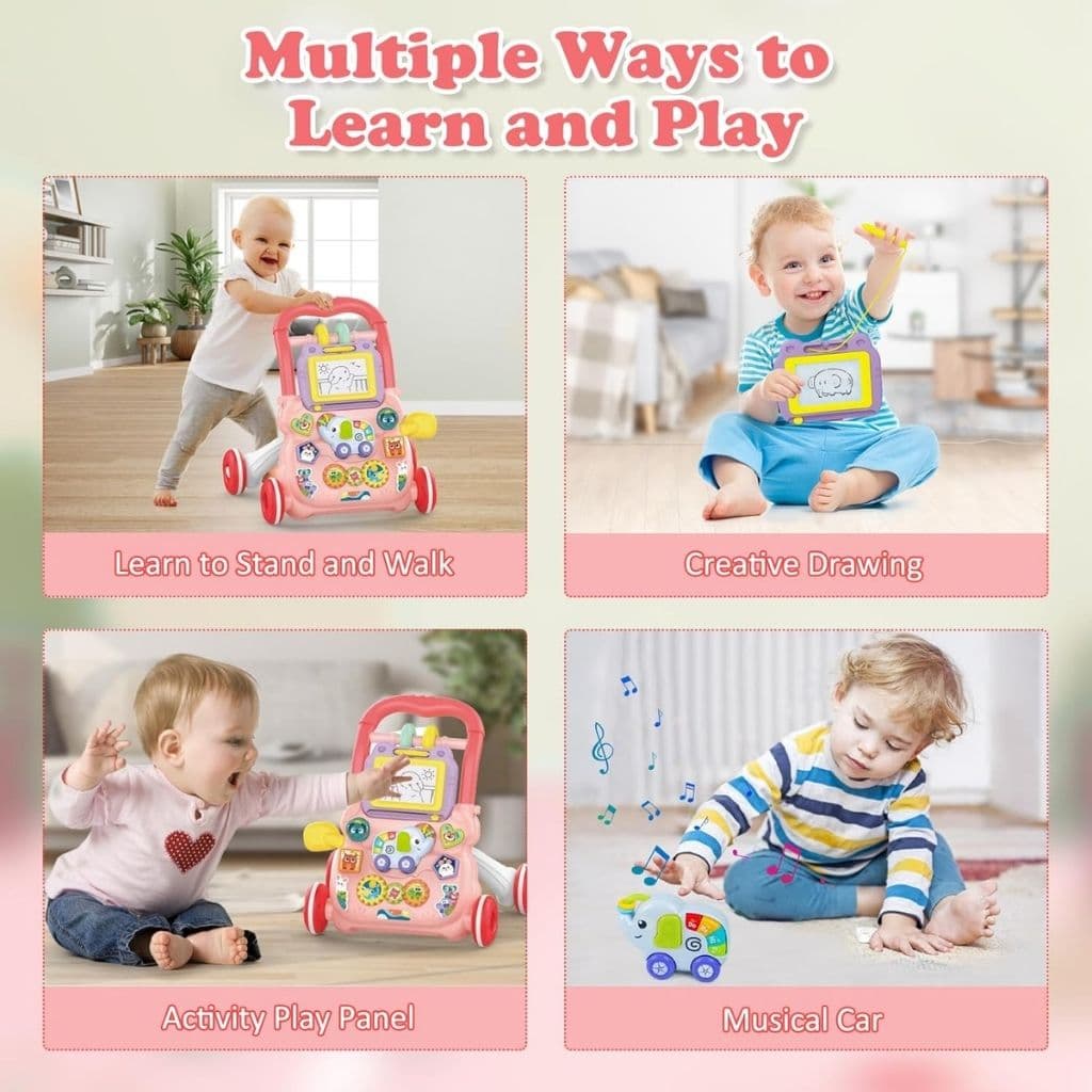 Trotteur Éducatif 2 en 1 avec Tableau de Dessin et Panneau Musical pour Bébé – مشاية تعليمية 2 في 1 مع لوحة رسم ولوحة موسيقية للأطفال - Jouet & Gaming - صورة 10