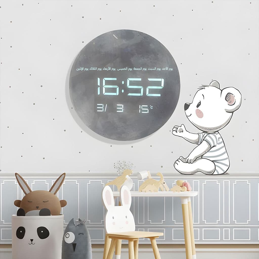Horloge Murale Moon Numérique LED 13 Pouces – ساعة حائط رقمية - Électronique - صورة 4