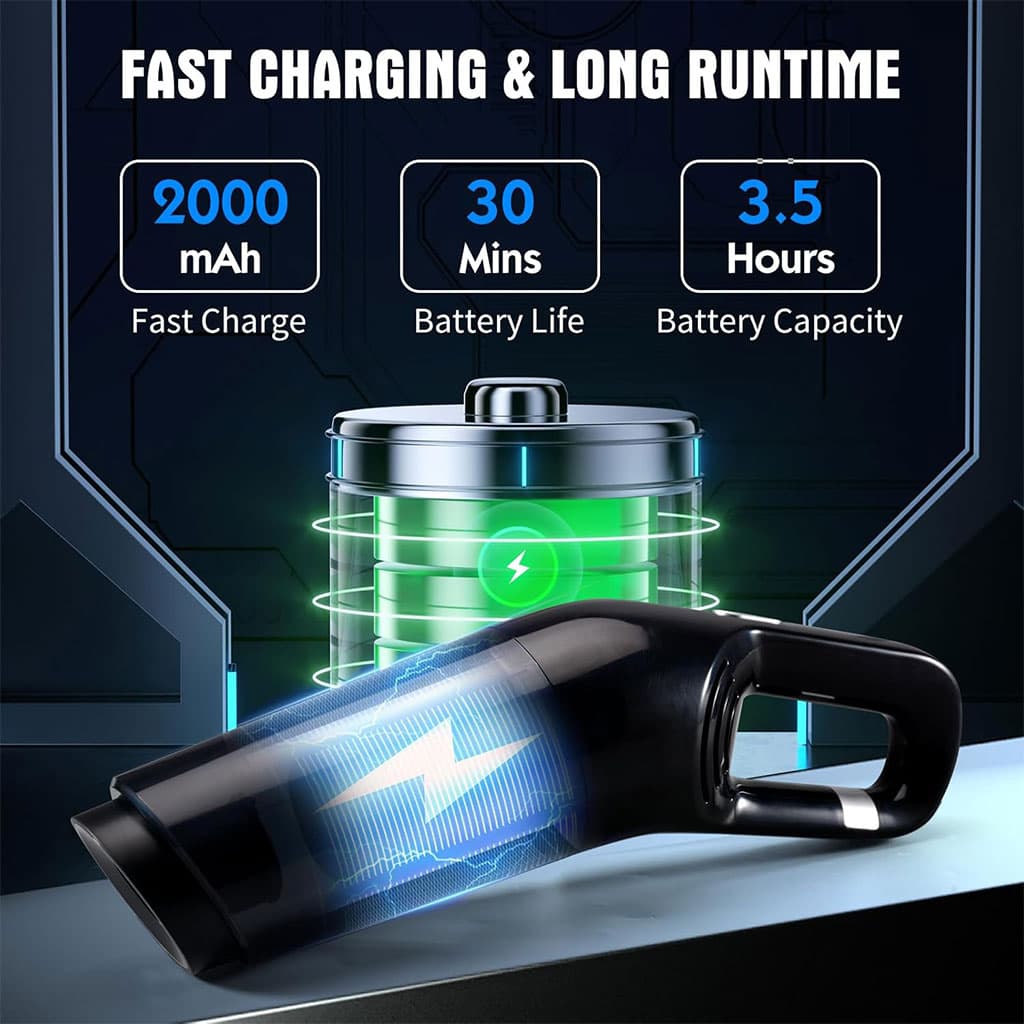 Aspirateur de voiture sans fil 10000PA Rechargeable – مكنسة كهربائية لاسلكية - Accessoires Auto/Moto - صورة 3