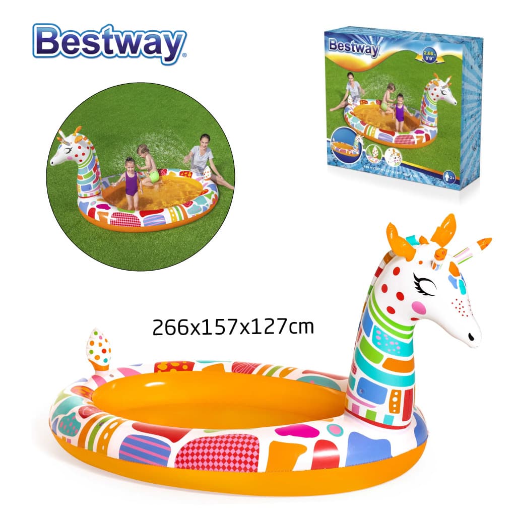 Piscine Rond Gonflable Giraffe Pour Enfants Avec Arroseur 266x157x127cm Bestway 53089 - Jouet & Gaming - صورة 6