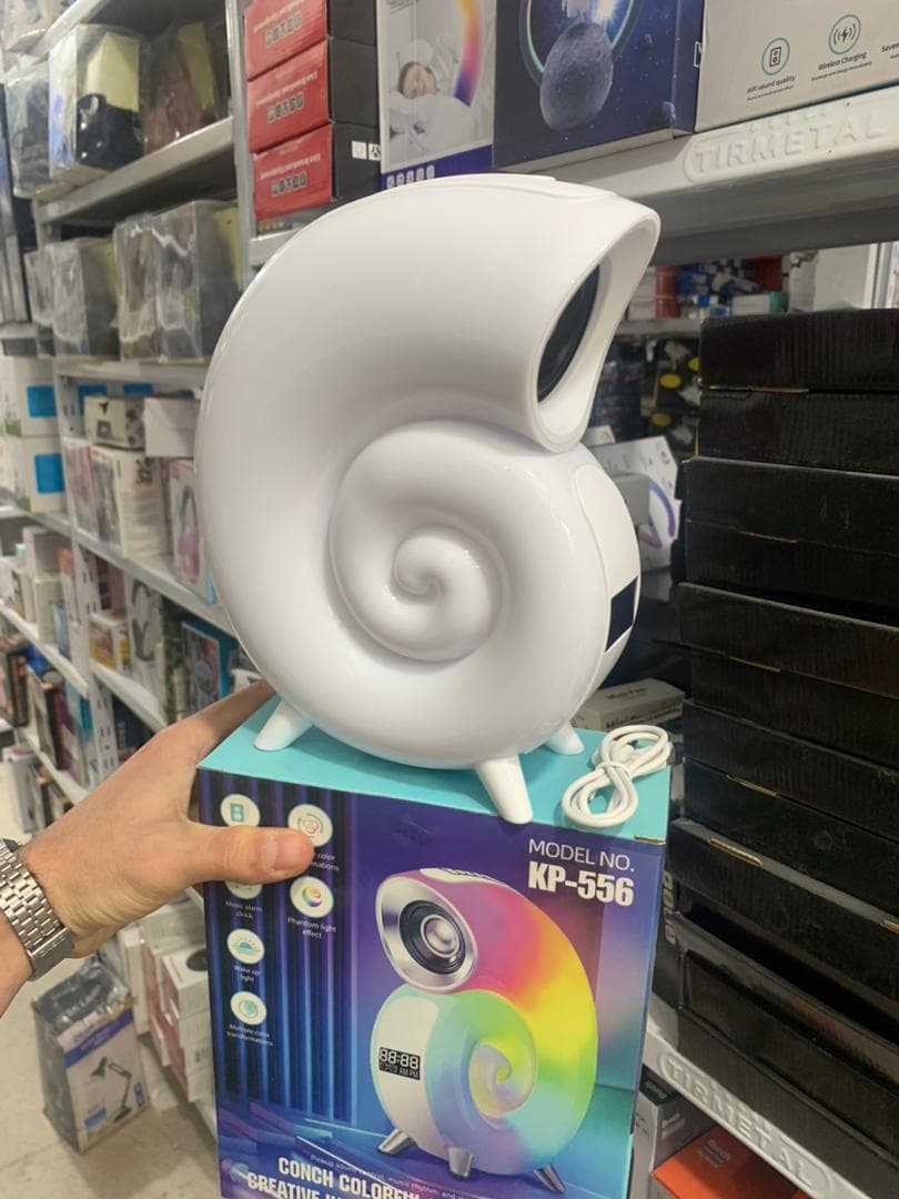 Lampe de Table avec Haut-parleur Bluetooth RGB – مكبر صوت ومنبه على شكل محارة - Électronique - صورة حقيقية 7