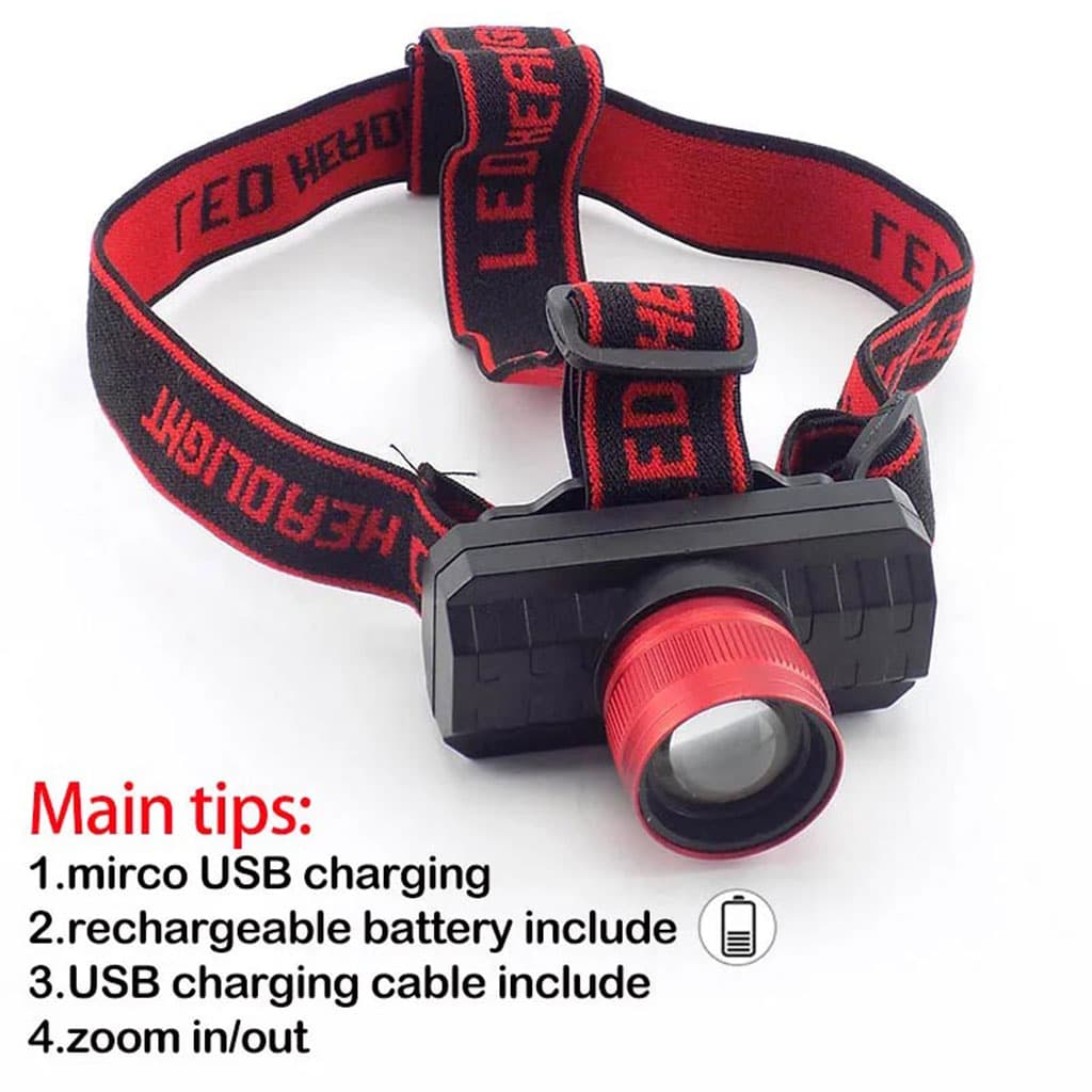 Lampe Frontale 3 Modes Rechargeable – مصباح تخييم عالي السطوع - Camping et Randonnée - صورة 4