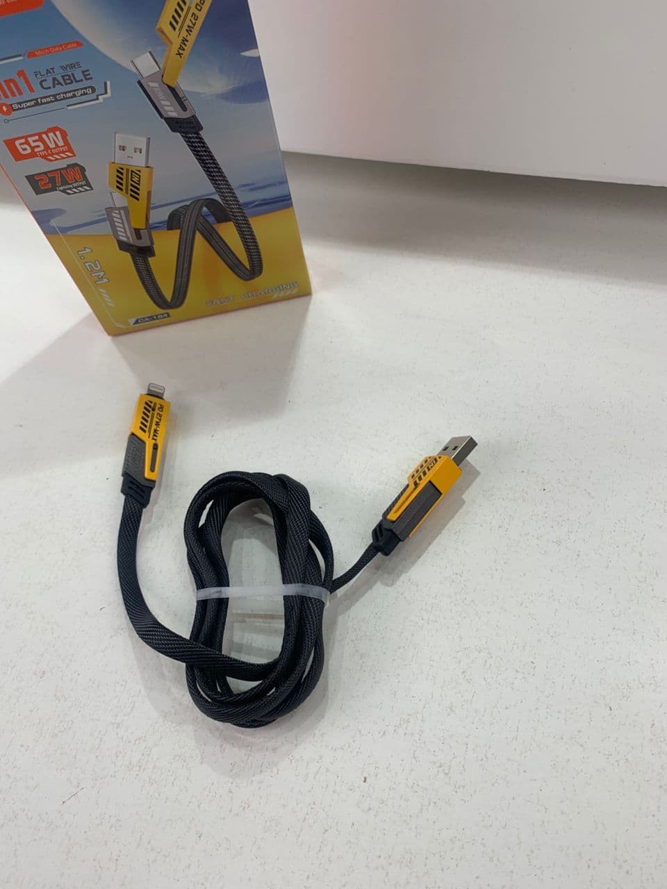 Câble de charge multifonction en nylon tressé durable 4 en 1 à double tête – شاحن سريع ومتين متعدد المنافذ - Électronique - صورة حقيقية 8