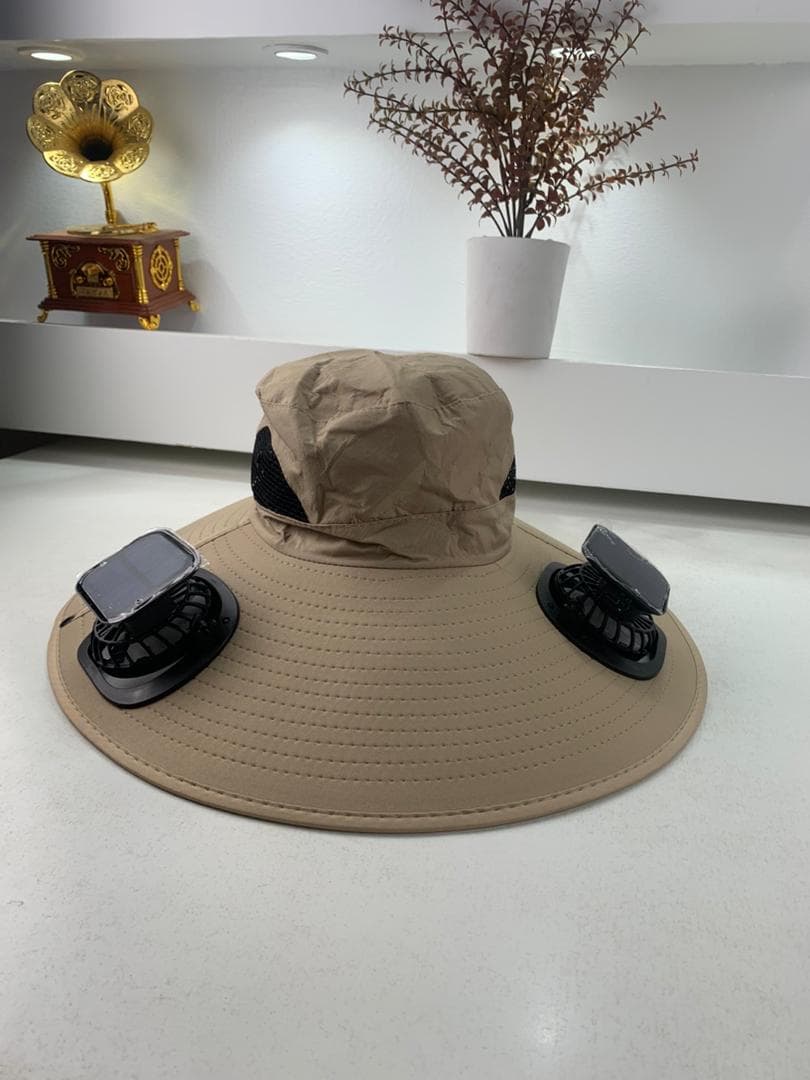 Chapeau de soleil à large bord avec double ventilateur – قبعة للحماية من الشمس مع مروحات - Vacance & Loisir - صورة حقيقية 8