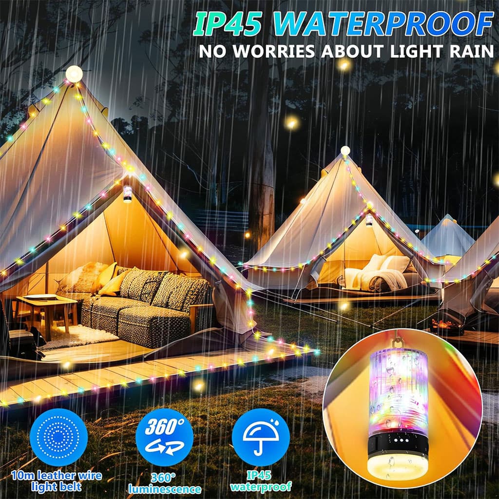 Lampe de Camping Enroulable avec Guirlande Lumineuse 10m – مصباح تخييم محمول وقابل للشحن - Camping et Randonnée - صورة 5