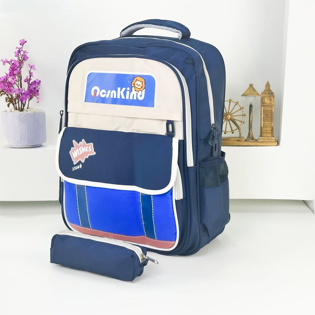 Sac à Dos pour Enfants avec Trousse Assortie 2504 Bleu Nuit – حقيبة ظهر مدرسية للأطفال مع مقلمة أزرق غامق - Sac à dos et Mode - صورة حقيقية 5