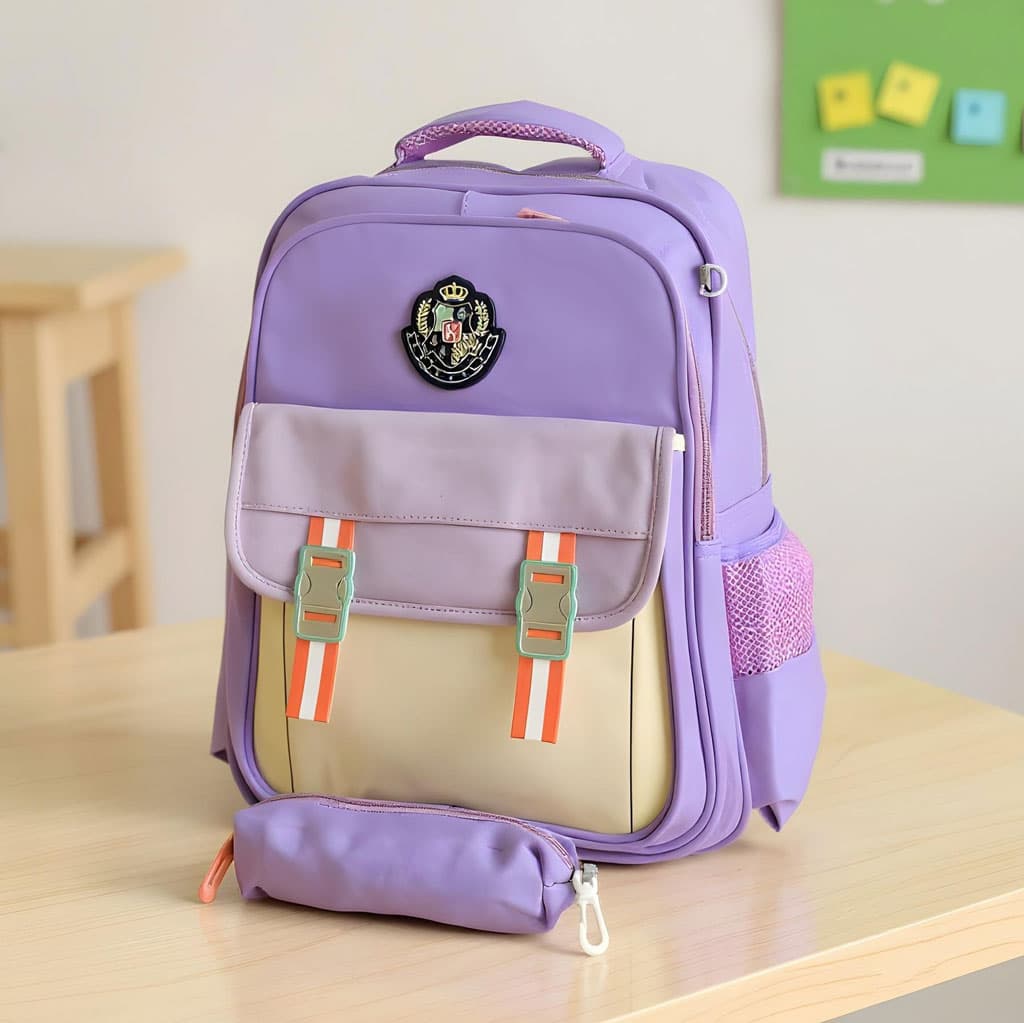 Sac à Dos pour Enfants avec Trousse Assortie KBAG Mauve – حقيبة ظهر مدرسية للأطفال مع مقلمة بنفسجي - Sac à dos et Mode - صورة 1
