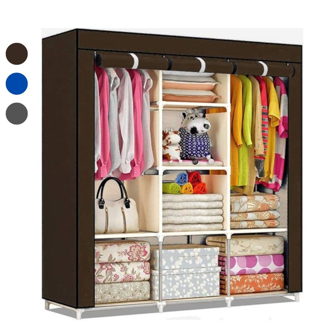Armoire De Rangement et Penderie 7 Étages Porte Cintres Et Rideau Anti-Poussière - Maison - صورة 1