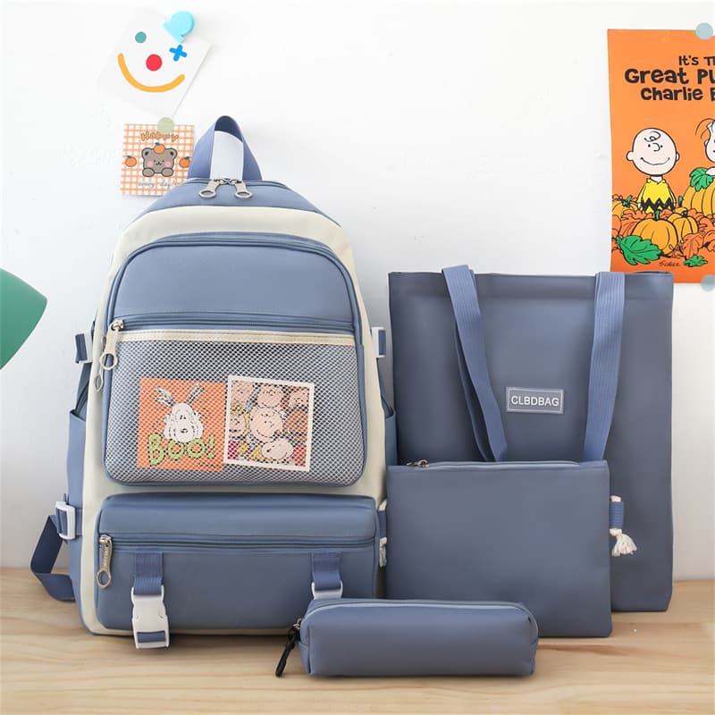 Ensemble de sacs d’école Kawai pour adolescents 4Pcs CLBD V3 Bleu – محفظة 4 قطع كاواي أزرق - Sac à dos et Mode - صورة 1