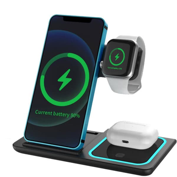 Station de charge sans fil 3 en 1 pour smartphones et appareils électroniques – شاحن لاسلكي للهاتف و الأجهزة الإلكترونية - Électronique - صورة 1