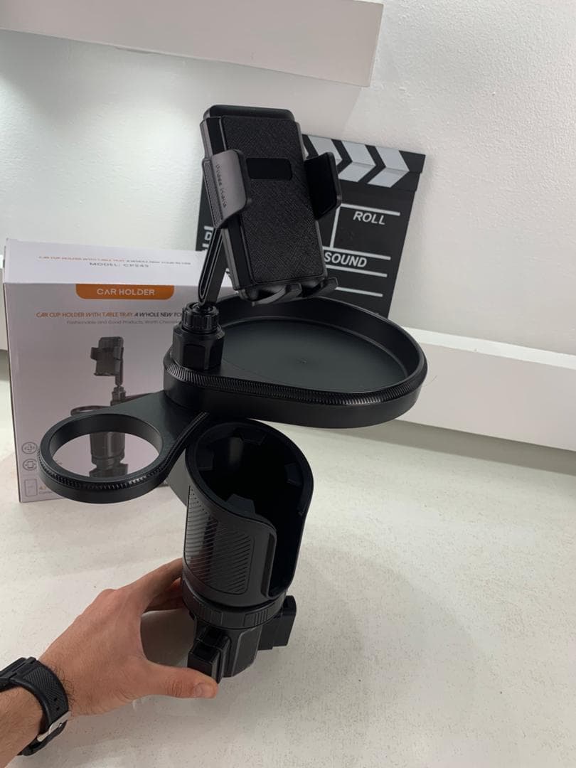 Plateau extensible 4 en 1 avec support de téléphone pour voiture – حامل أغراض ومشروبات في السيارة - Accessoires Auto/Moto - صورة حقيقية 10