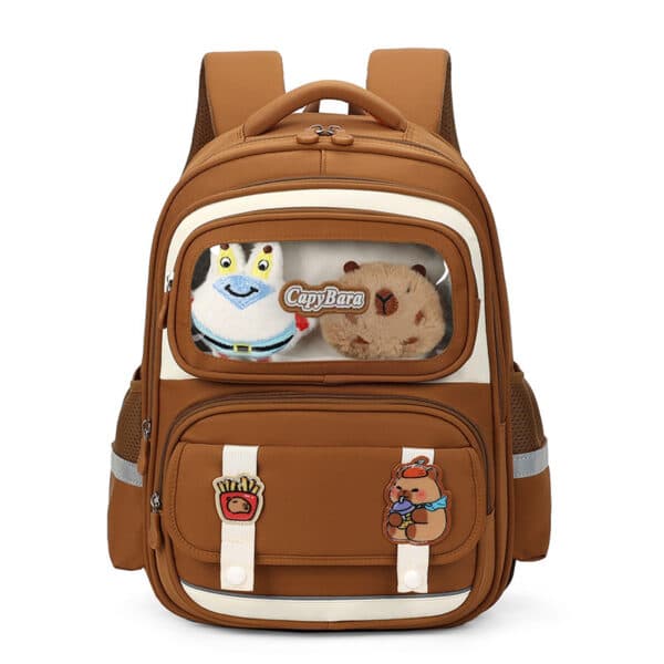 Sac à Dos Enfant Ludique avec Plusieurs Compartiment et un Peluche LM-5122 Marron – حقيبة ظهر للأطفال بني - Sac à dos et Mode - صورة 1