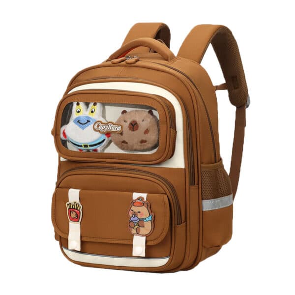 Sac à Dos Enfant Ludique avec Plusieurs Compartiment et un Peluche LM-5122 Marron – حقيبة ظهر للأطفال بني - Sac à dos et Mode - صورة 2