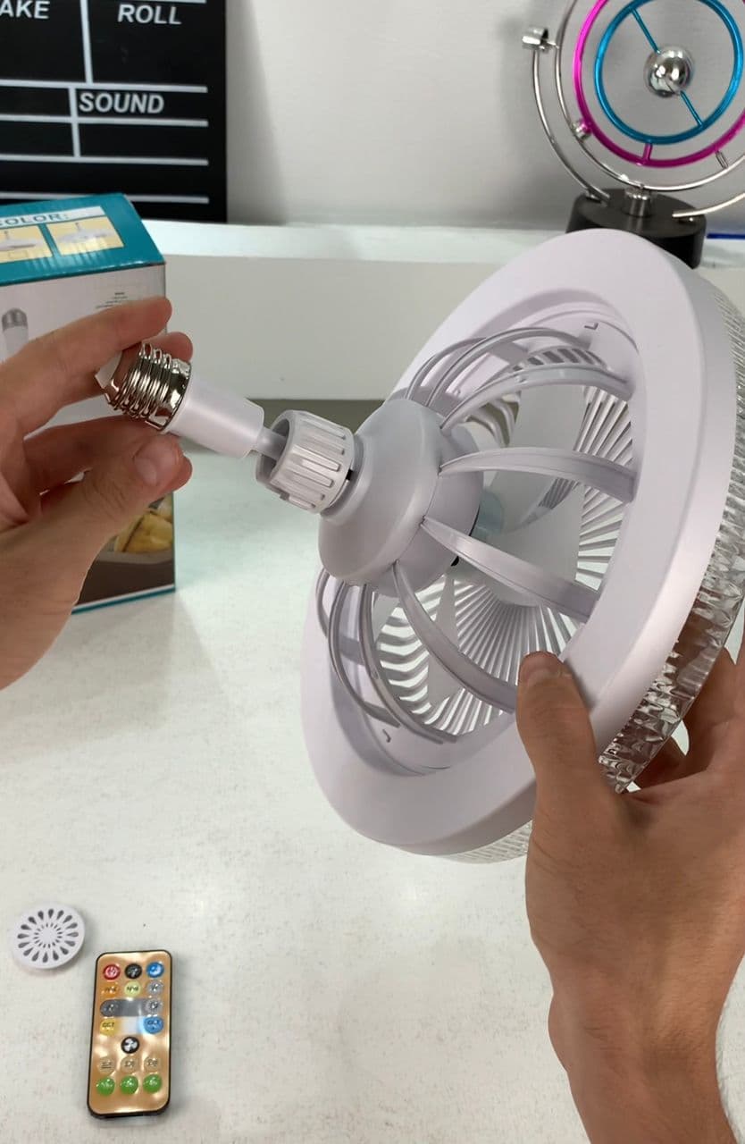 Lampe et Ventilateur de plafond silencieux avec télécommande 30W 220V - Maison - صورة حقيقية 9