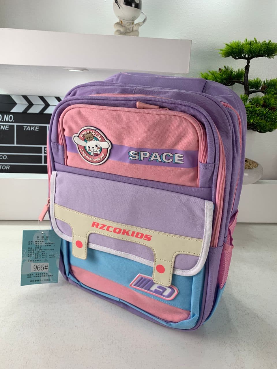 Sac à Dos Enfant Space Design Ludique Multi-Poches Mauve – حقيبة مدرسية للأطفال لون بنفسجي - Sac à dos et Mode - صورة حقيقية 3